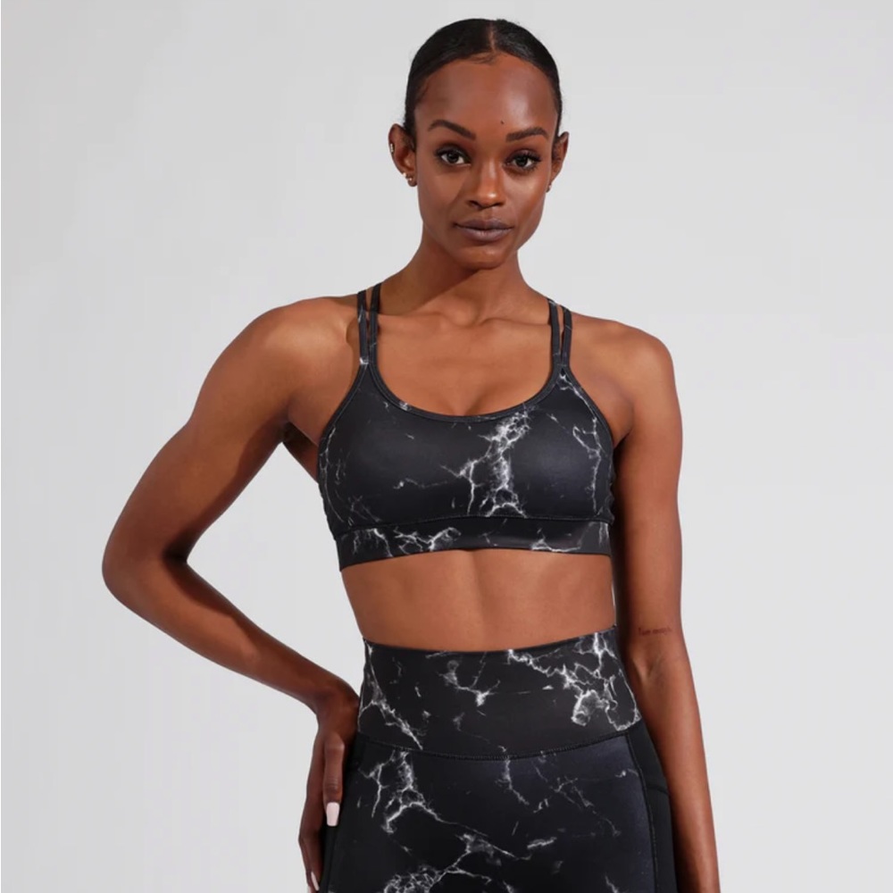Large BuffBunny Jade Mesh Sports Bra ( Black Marble)